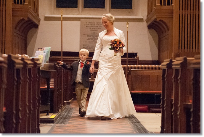 Wedding photos: walking his Mum down the aisle