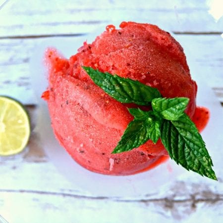 A crisp and sweet non-alcoholic version of a mojito - only with strawberries! And it's a sorbet...